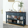 Mid-Century Solid Wood Console Table 3 Drawers 2 Shelves Entryway Storage