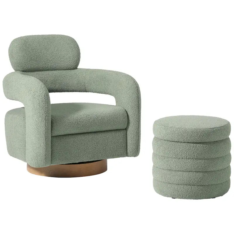Swivel Chair With Round Storage Ottoman 2-Piece Set