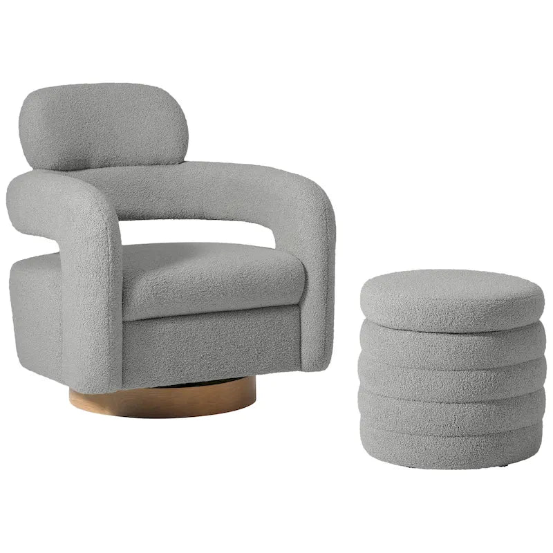 Swivel Chair With Round Storage Ottoman 2-Piece Set