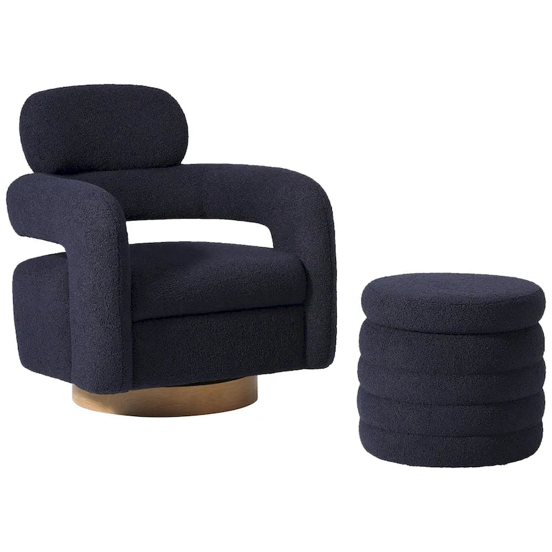 Swivel Chair With Round Storage Ottoman 2-Piece Set