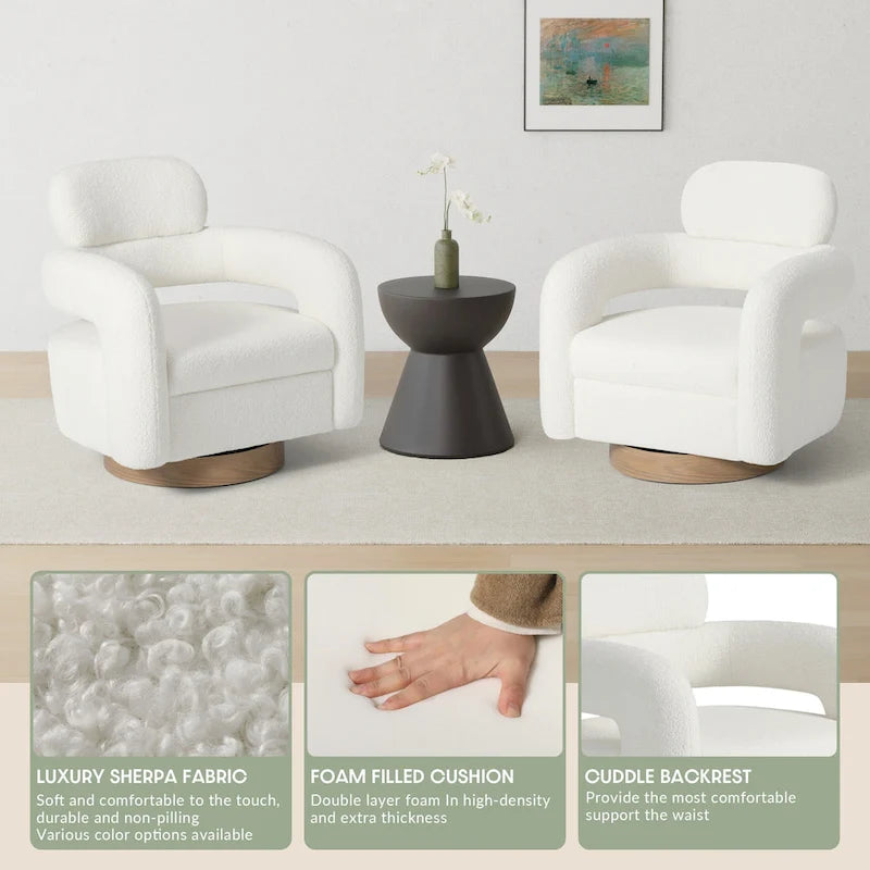 Swivel Chair With Round Storage Ottoman 2-Piece Set