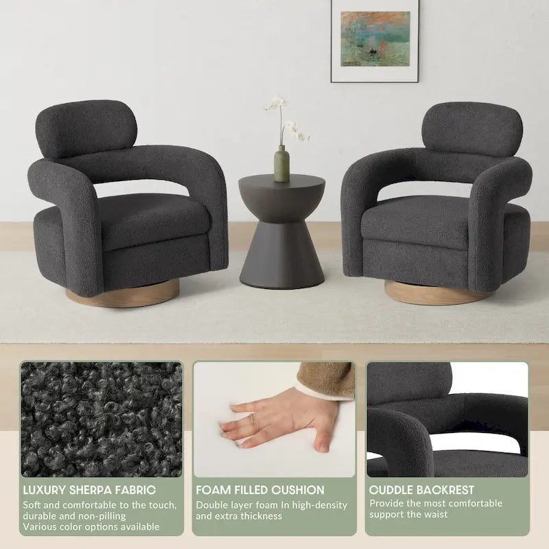Swivel Chair With Round Storage Ottoman 2-Piece Set