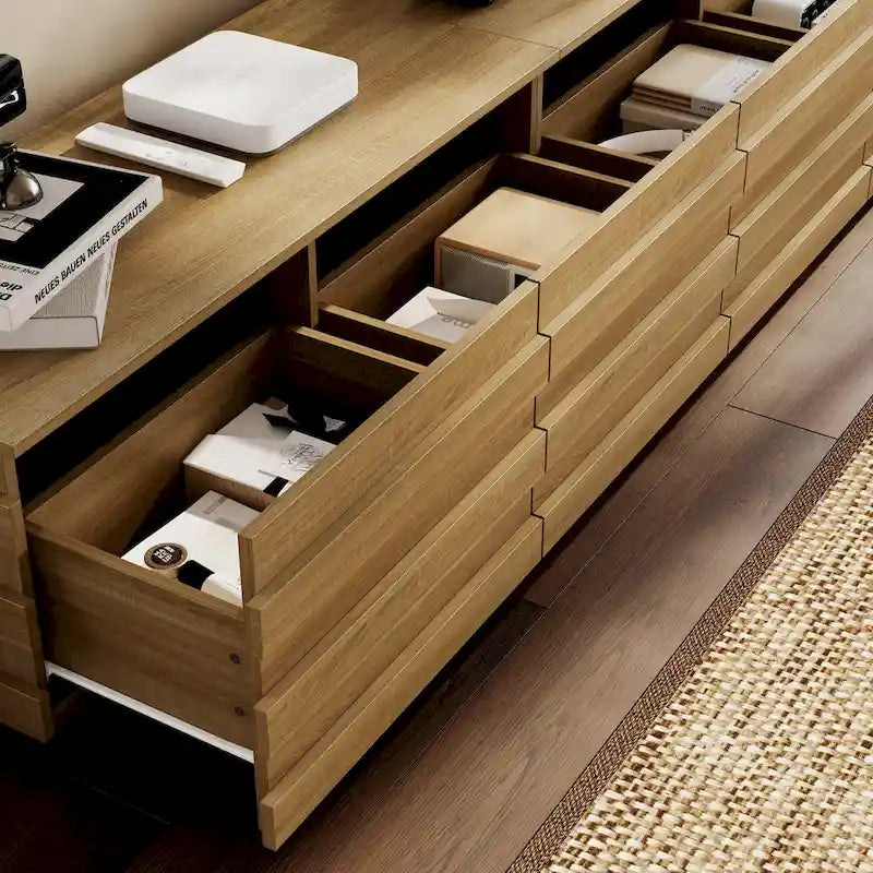 Contemporary Wooden TV Stand Entertainment Center: Minimalist Design Meets Functional Storage