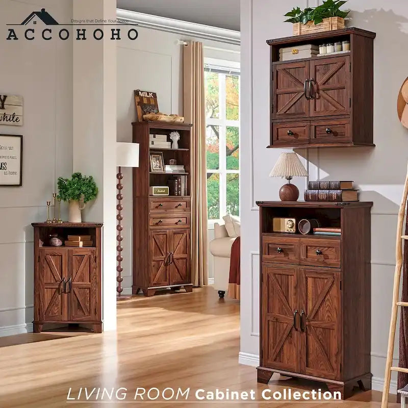 72 Tall Bathroom Storage Cabinet, Farmhouse Storage Cabinet - N/A