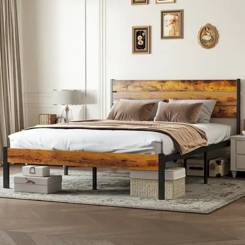 Queen SizePlatform Bed 800lb Capacity with 12.8 Under-Bed Storage