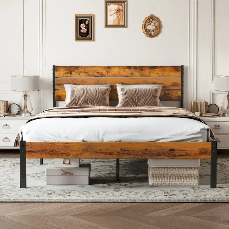 Queen SizePlatform Bed 800lb Capacity with 12.8 Under-Bed Storage