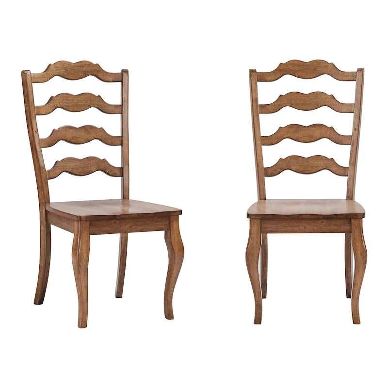 Chaises de salle à manger françaises en bois à dossier échelle (Lot de 2)