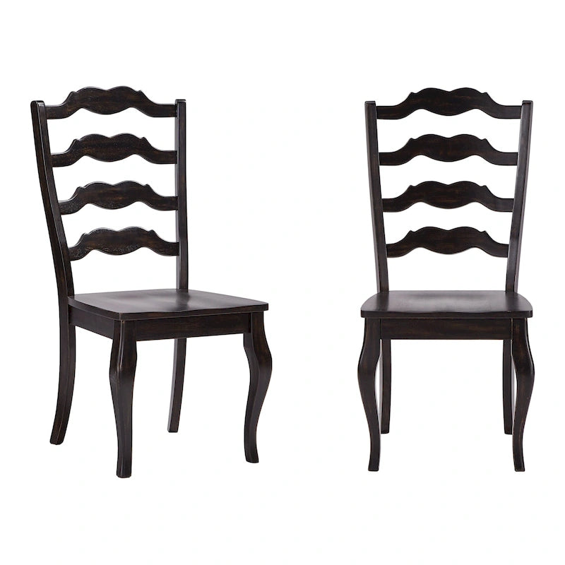Chaises de salle à manger françaises en bois à dossier échelle (Lot de 2)