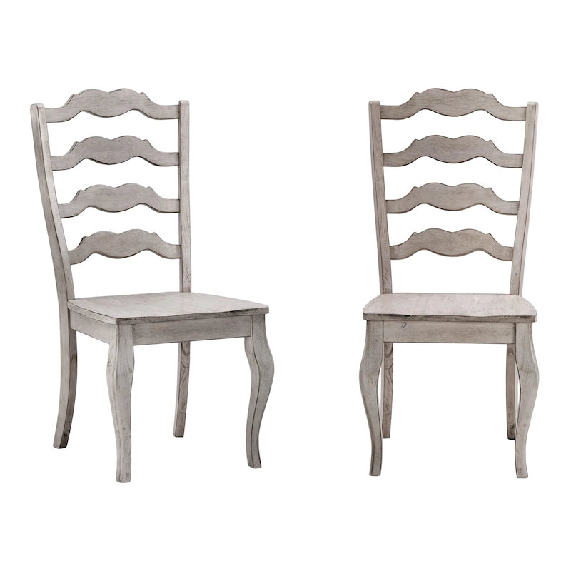 Chaises de salle à manger françaises en bois à dossier échelle (Lot de 2)