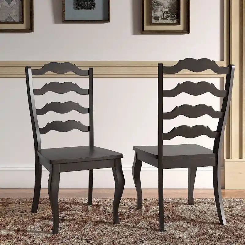 Chaises de salle à manger françaises en bois à dossier échelle (Lot de 2)
