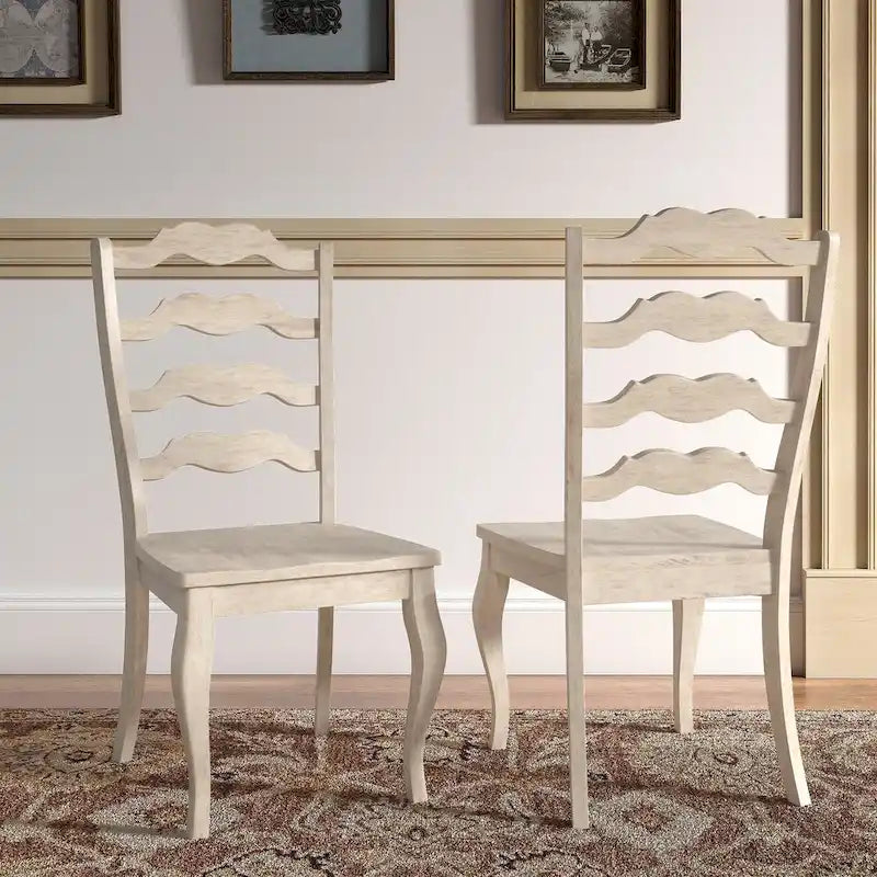 Chaises de salle à manger françaises en bois à dossier échelle (Lot de 2)