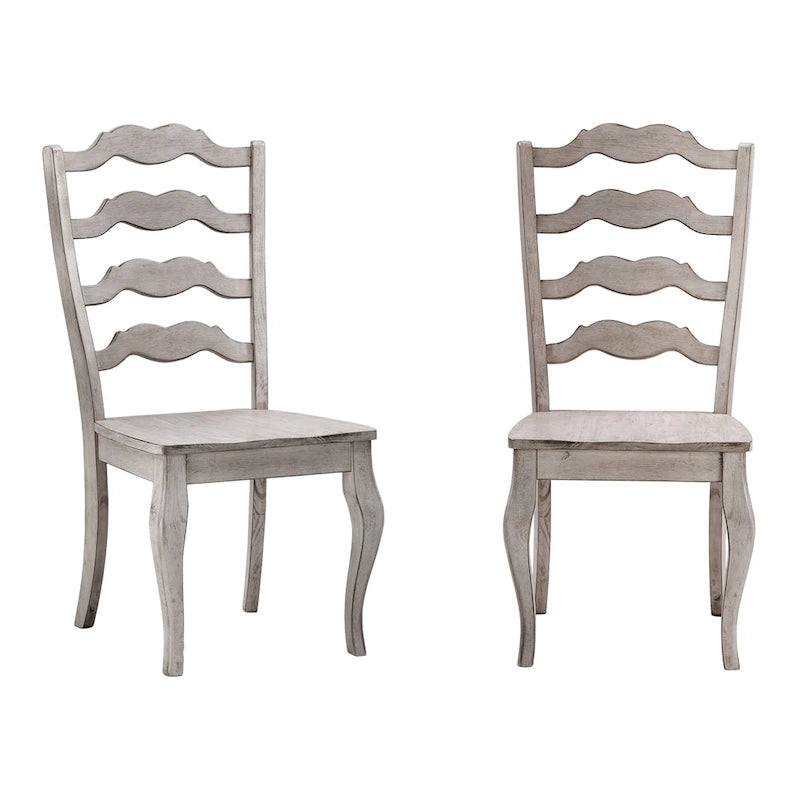 Chaises de salle à manger françaises en bois à dossier échelle (Lot de 2)