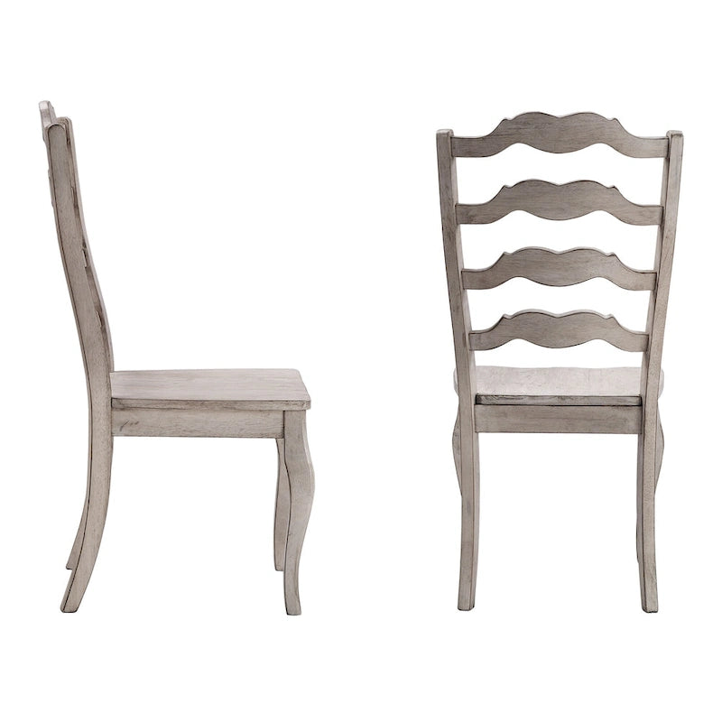 Chaises de salle à manger françaises en bois à dossier échelle (Lot de 2)