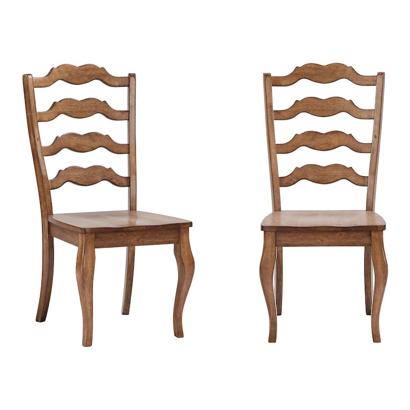 Chaises de salle à manger françaises en bois à dossier échelle (Lot de 2)