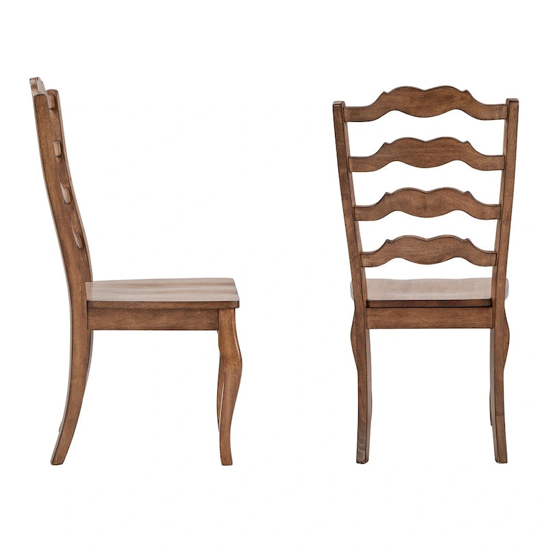 Chaises de salle à manger françaises en bois à dossier échelle (Lot de 2)