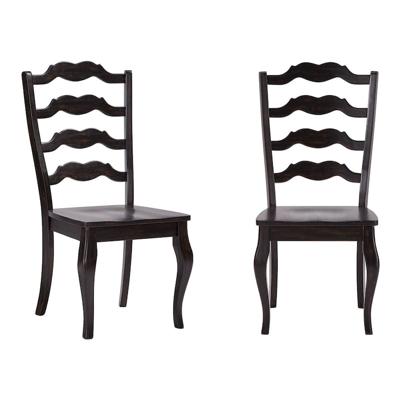 Chaises de salle à manger françaises en bois à dossier échelle (Lot de 2)