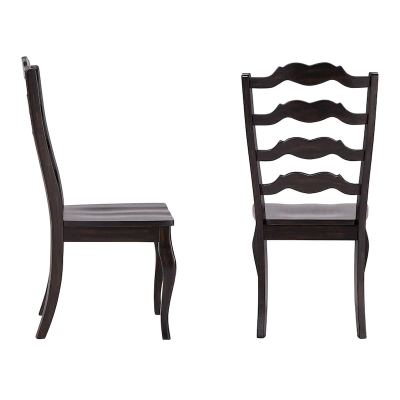 Chaises de salle à manger françaises en bois à dossier échelle (Lot de 2)