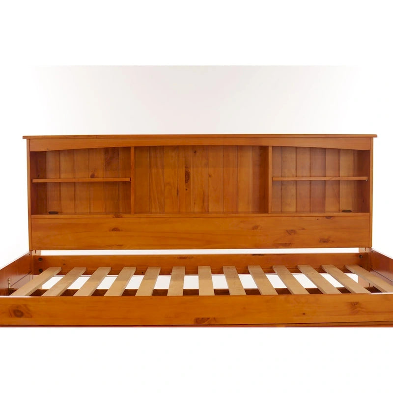 Home and Office Furniture Model, Solid Pine Twin Daybed with Six Drawers in Warm Honey
