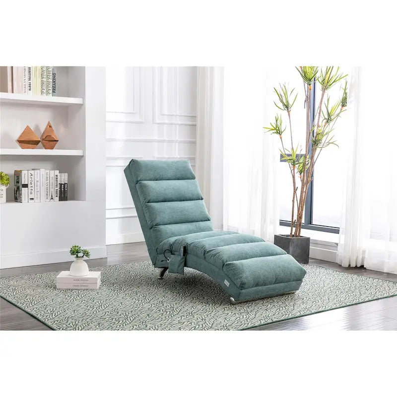 Linen Chaise Lounge Indoor Chair, Modern Long Lounger for Office or Living Room