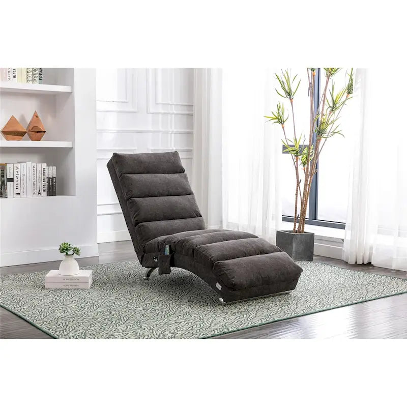 Linen Chaise Lounge Indoor Chair, Modern Long Lounger for Office or Living Room