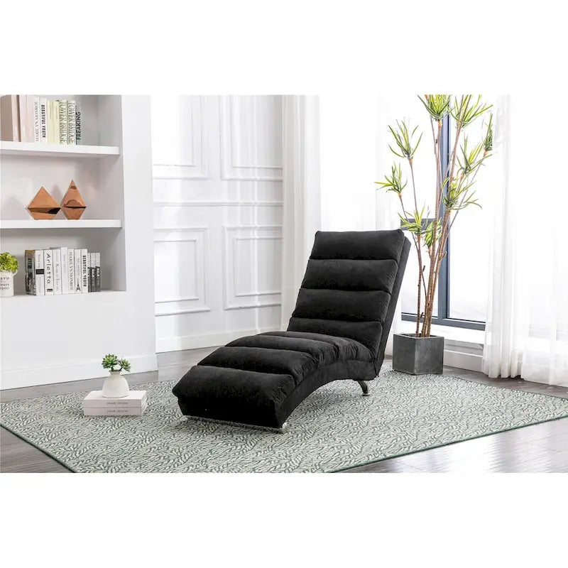 Linen Chaise Lounge Indoor Chair, Modern Long Lounger for Office or Living Room