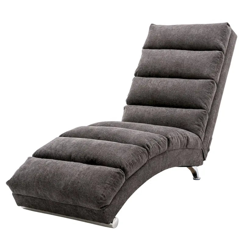 Linen Chaise Lounge Indoor Chair, Modern Long Lounger for Office or Living Room