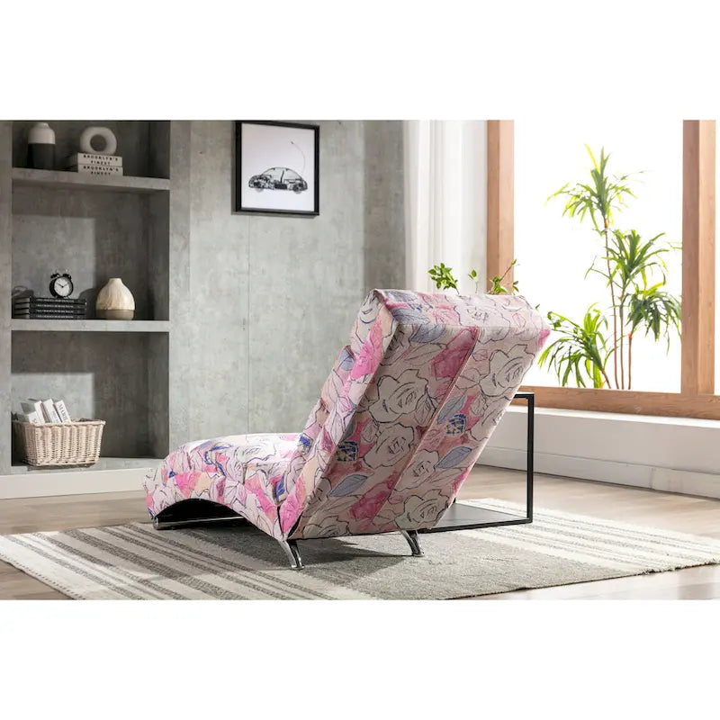 Linen Chaise Lounge Indoor Chair, Modern Long Lounger for Office or Living Room