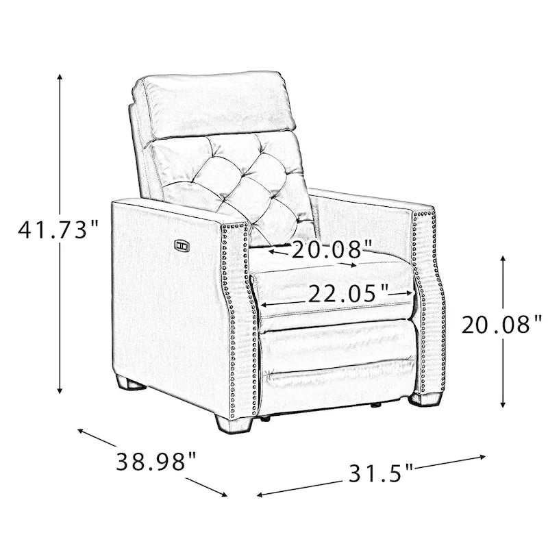 31.50 Wide Genuine Leather Power Recliner with USB Port