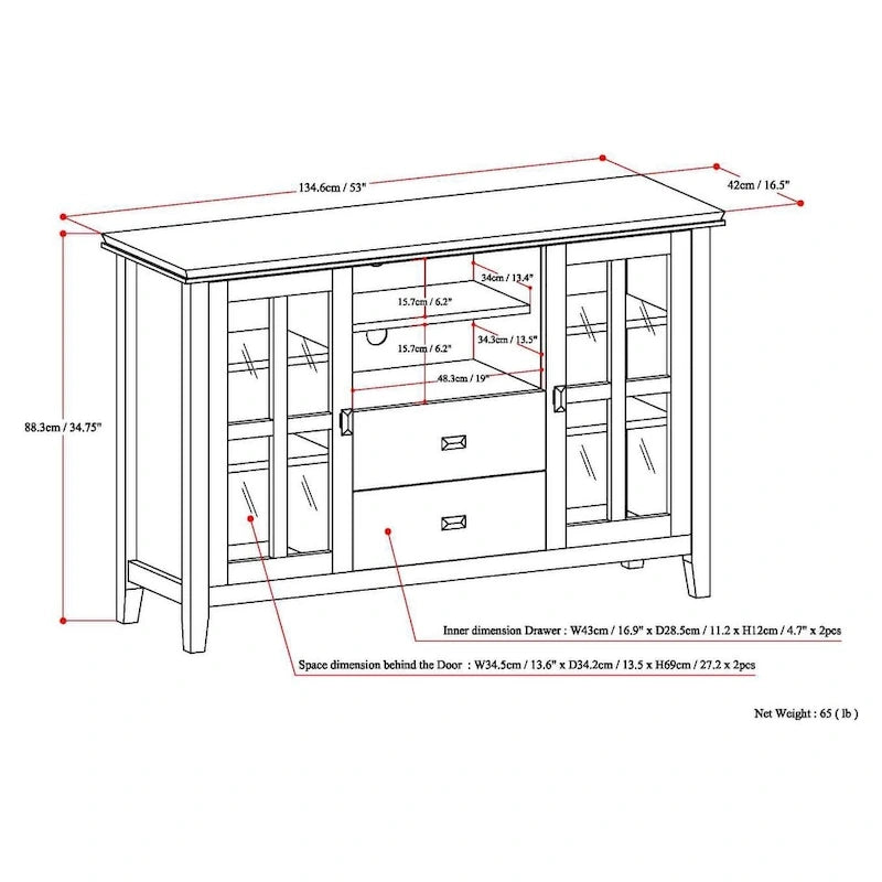 53-inch Solid Wood TV Media Stand - 53 inch wide