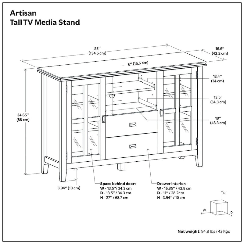 53-inch Solid Wood TV Media Stand - 53 inch wide