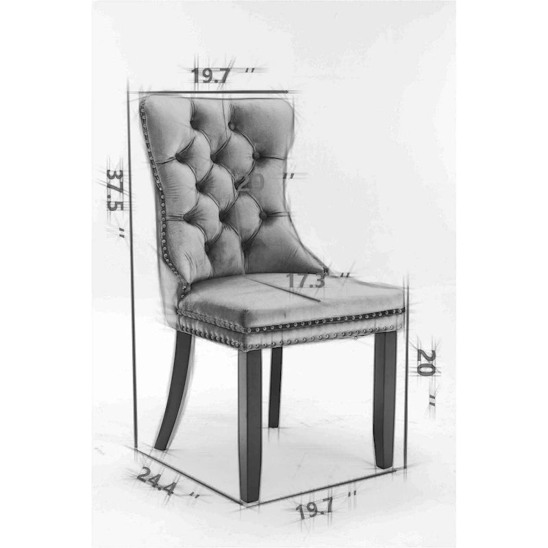 Modern Velvet Upholstered Dining Chair with Wood Legs,Set of 2