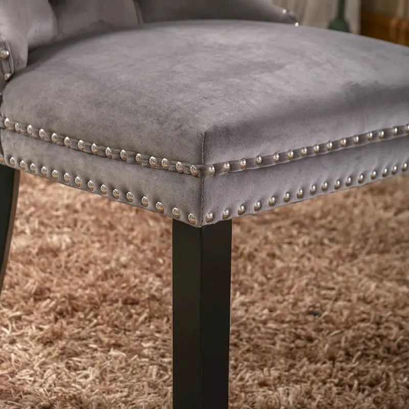 Modern Velvet Upholstered Dining Chair with Wood Legs,Set of 2