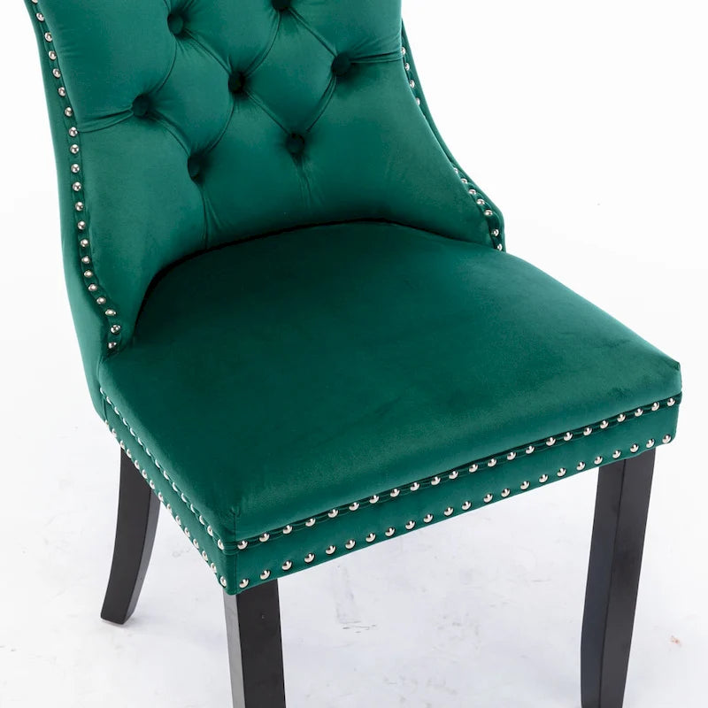 Modern Velvet Upholstered Dining Chair with Wood Legs,Set of 2