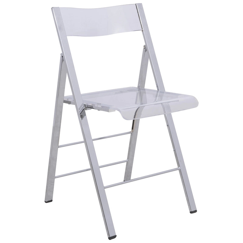 Modern Acrylic Foldable Dining Chair with Sturdy Chrome Frame for Indoor Outdoor Events Party Office Kitchen