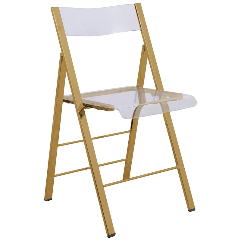 Modern Acrylic Foldable Dining Chair with Sturdy Chrome Frame for Indoor Outdoor Events Party Office Kitchen