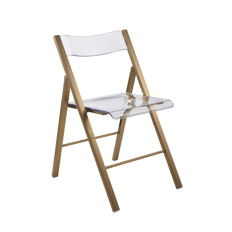 Modern Acrylic Foldable Dining Chair with Sturdy Chrome Frame for Indoor Outdoor Events Party Office Kitchen