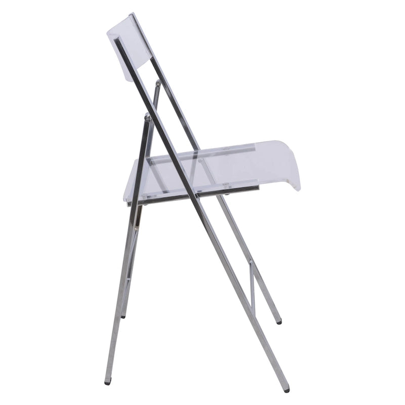 Modern Acrylic Foldable Dining Chair with Sturdy Chrome Frame for Indoor Outdoor Events Party Office Kitchen