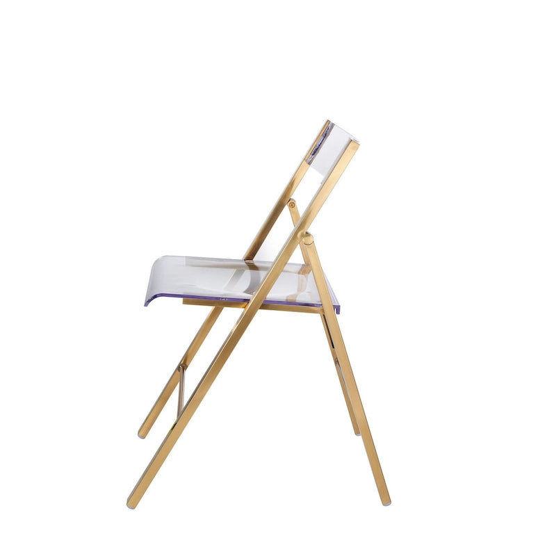 Modern Acrylic Foldable Dining Chair with Sturdy Chrome Frame for Indoor Outdoor Events Party Office Kitchen