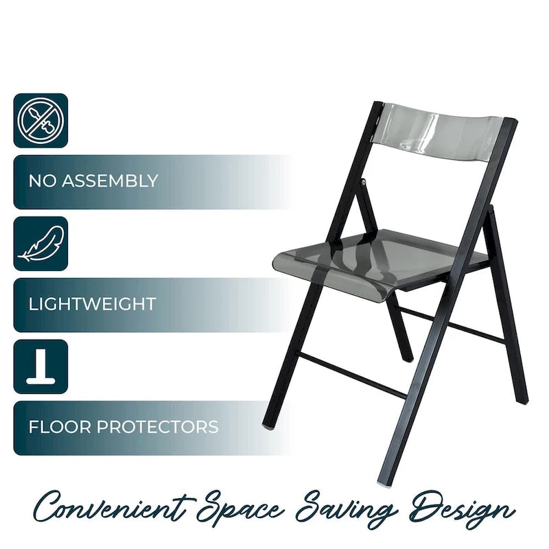Modern Acrylic Foldable Dining Chair with Sturdy Chrome Frame for Indoor Outdoor Events Party Office Kitchen