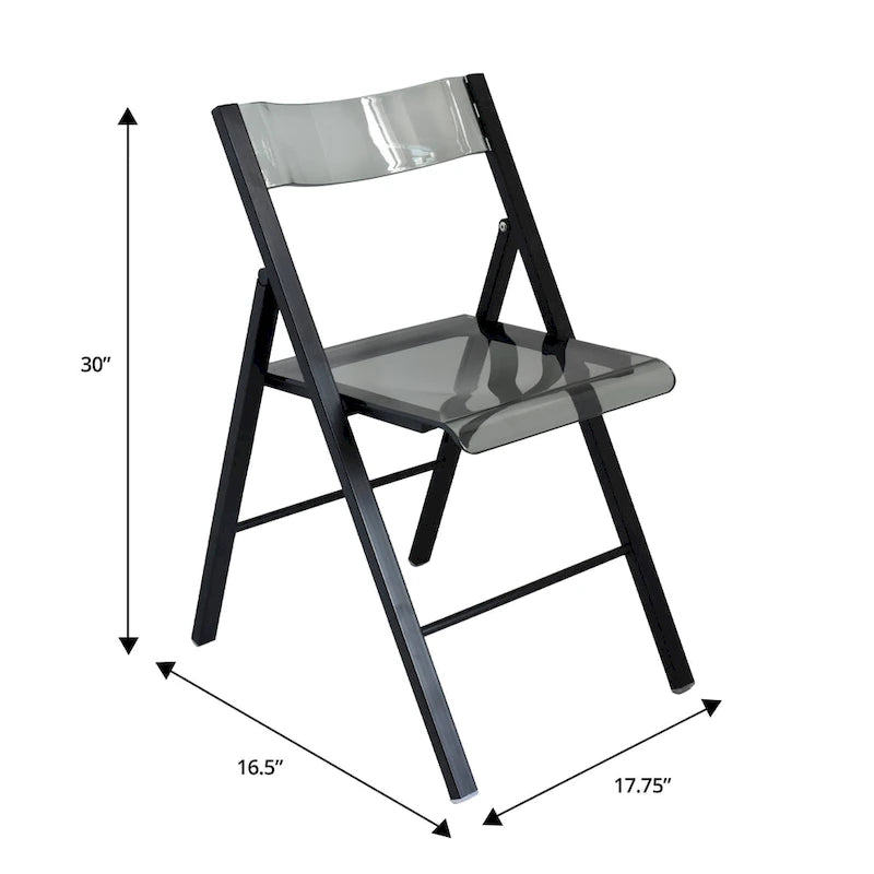 Modern Acrylic Foldable Dining Chair with Sturdy Chrome Frame for Indoor Outdoor Events Party Office Kitchen