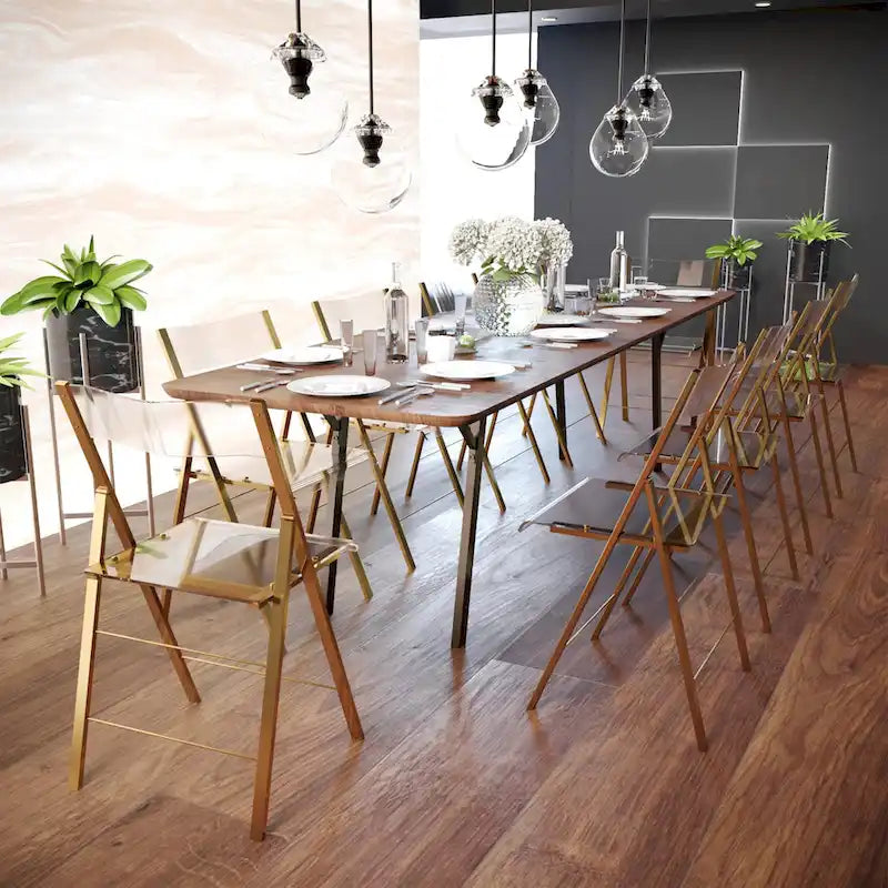 Modern Acrylic Foldable Dining Chair with Sturdy Chrome Frame for Indoor Outdoor Events Party Office Kitchen