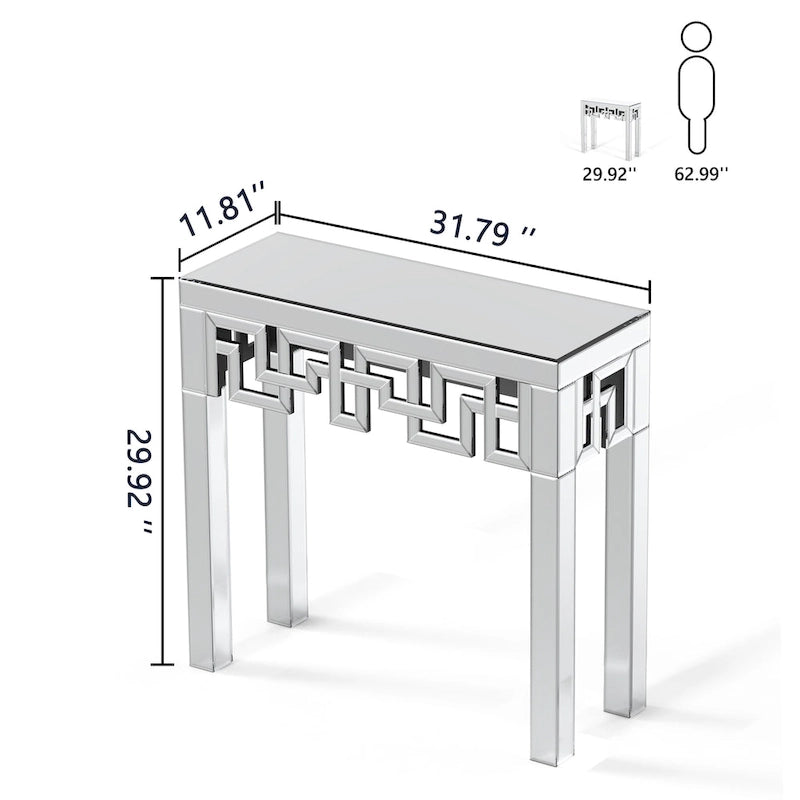 Modern Grecian Venetian Mirrored Console Table
