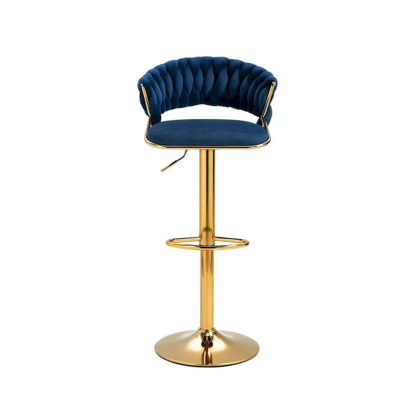 Set of 4 Bar Stool Adjustable Height with Swivel Seat