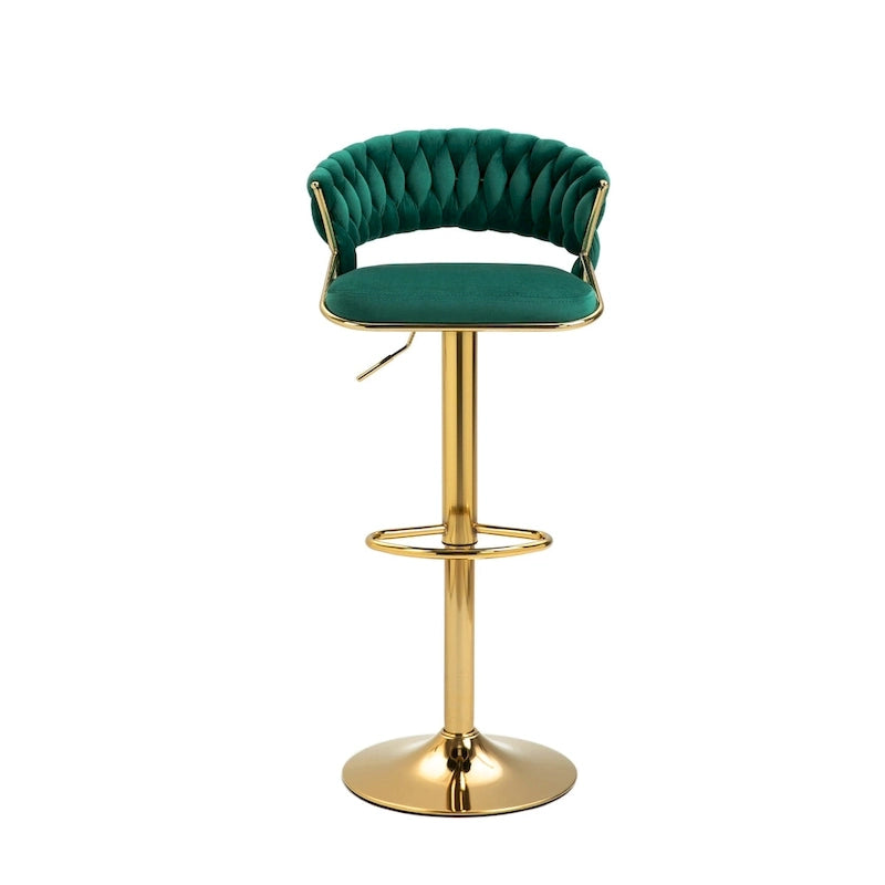 Set of 4 Bar Stool Adjustable Height with Swivel Seat