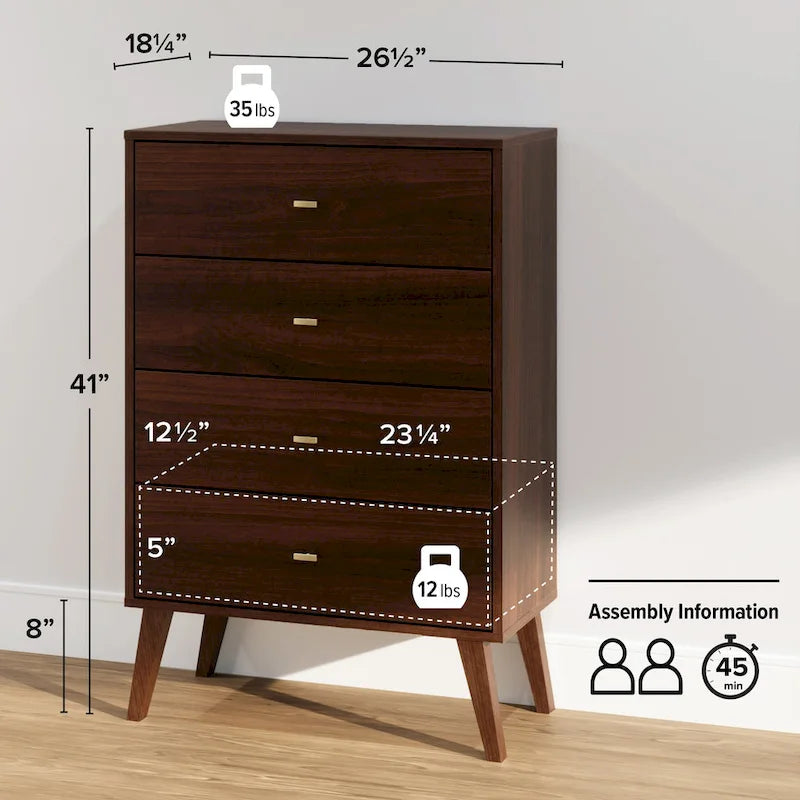 Mid Century Modern 4-Drawer Chest