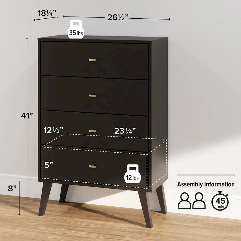 Mid Century Modern 4-Drawer Chest