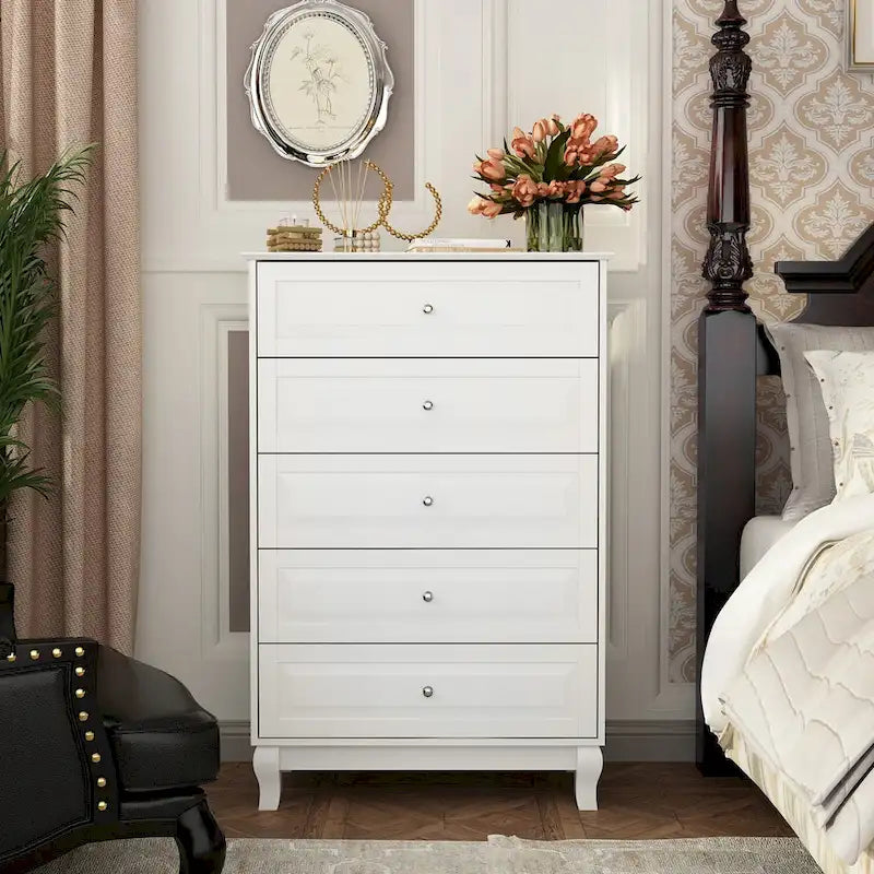 5 Drawers Dresser Chests Chset of Drawers Organizer Lacquered