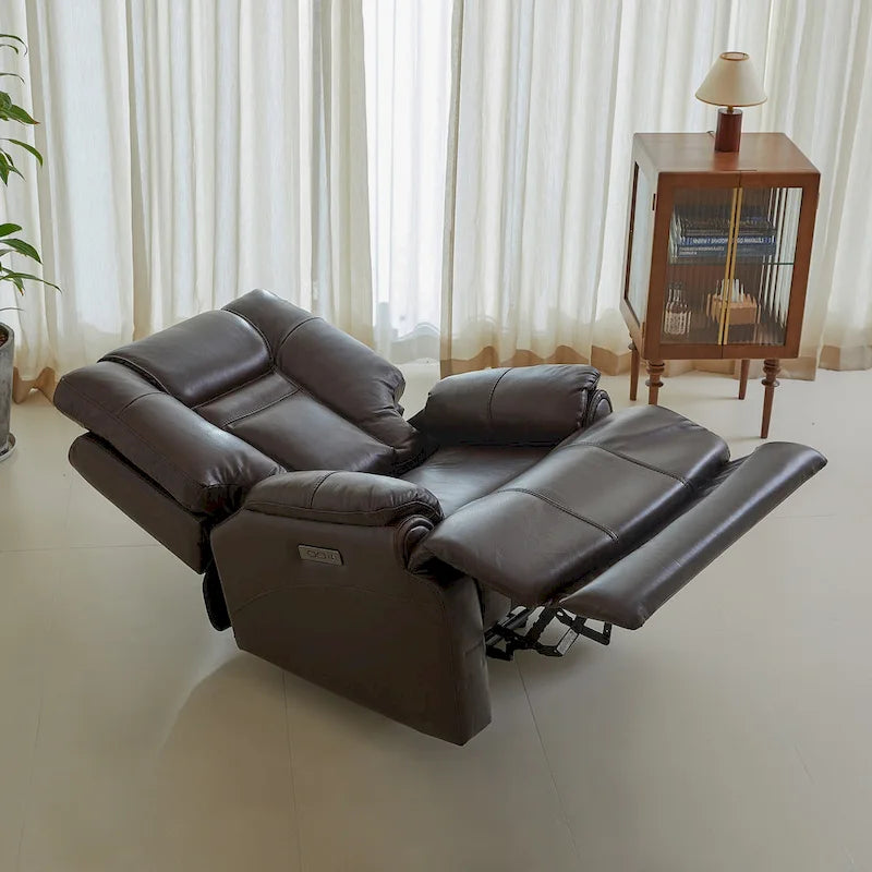 Genuine Top Grain Adjustable Headrest Extendable Footrest Zero Gravity Reclin Power Recliner