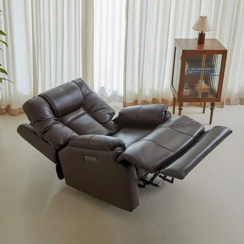 Genuine Top Grain Adjustable Headrest Extendable Footrest Zero Gravity Reclin Power Recliner