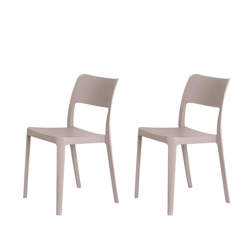 Resin Stackable All Weather Armless Chair, Set of 2